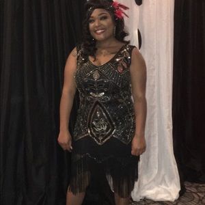 1920s Flapper Dress with matching Feather Headband